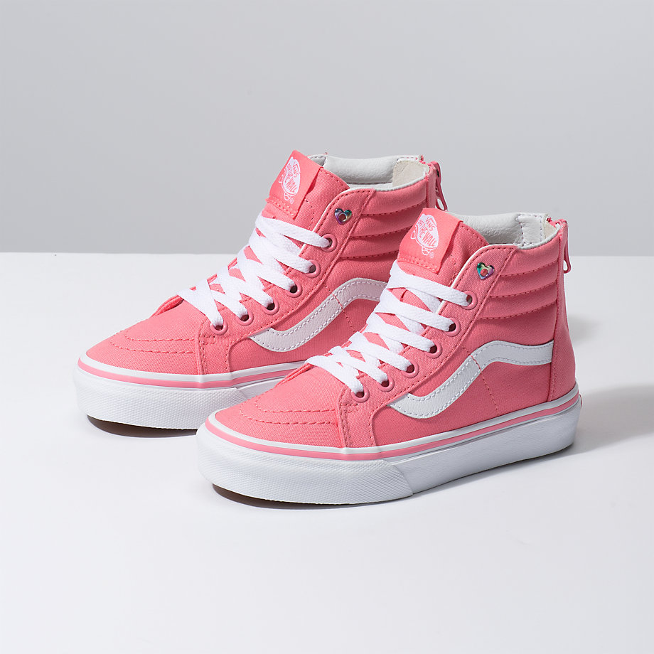 Vans Kiz Çocuk Spor Ayakkabı Heart Eyelet Sk8-Hi Zip Pembe/Beyaz Yeni Sezon | 49819-688